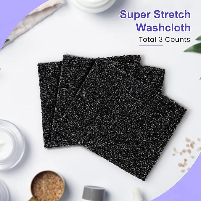 Exfoliating Washcloth, Super Stretchy Exfoliating Body Cloth, Exfoliating Cloth, 3 PCS, Black