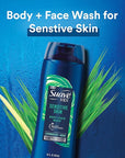 Suave Men Moisturizing Body & Face Wash for Sensitive Skin, Lemongrass scent, No Parabens, No Phtahaltes, 18 Oz Pack of 6