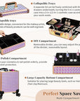 AROUS 5 in 1 Rolling Makeup Train Case Cosmetology Case on Wheels Large Cosmetic Organizer Travel Cart for Hairstylist Artist Nail Beauty Salon Barber,Colorful