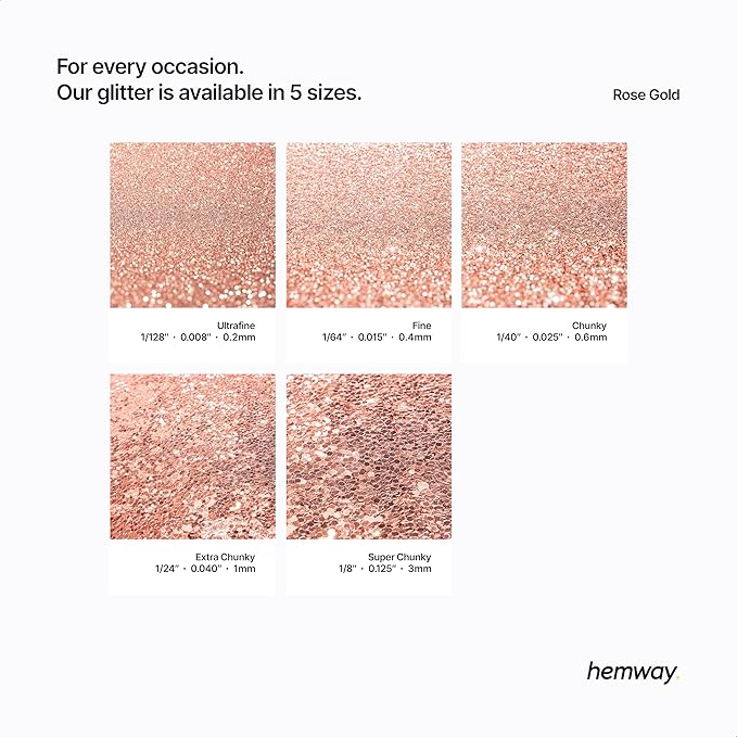 Hemway Eco Friendly Biodegradable Glitter 100g / 3.5oz Bio Cosmetic Safe Sparkle Vegan for Face, Eyeshadow, Body, Hair, Nail and Festival Makeup, Craft - 1/64" 0.015" 0.4mm - Rose Gold