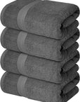 Infinitee Xclusives Luxury 100% Ring-Spun Cotton Bath Towels Set of 4 (27x54 inches) – Soft, Absorbent & Quick-Drying Towels for Bathroom, Gym, Spa & Hotel Use (Shadow Grey, Bath Towels)