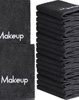 Chumia 18 Pcs Makeup Remover Cloths 13 x 13 Inch Makeup Towel Face Washcloths with Embroidery Black Reusable Washcloths Soft Cleansing Face Towel for Women
