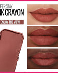 Maybelline Super Stay Ink Crayon Lipstick Makeup, Precision Tip Matte Lip Crayon with Built-in Sharpener, Longwear Up To 8Hrs, Enjoy The View, Red Brown, 1 Count