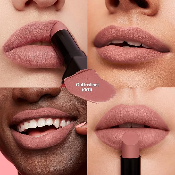 REVLON Lipstick, ColorStay Suede Ink, Built-in Primer, Infused with Vitamin E, Waterproof, Smudge-proof, Matte Color, 001 Gut Instict, 0.09 oz.