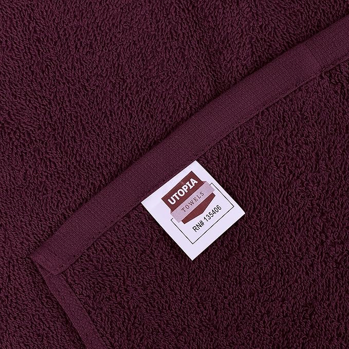 Utopia Towels 24 Pack Cotton Washcloths Set, 100% Ring Spun Cotton, Premium Quality Flannel Face Cloths, Highly Absorbent and Soft Feel Fingertip Towels, Burgundy