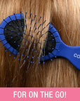Conair Detangling 3PK mini hair brush - use wet or dry - ideal for curly or straight styles - detangler hairbrush - hairbrushes for women - great for travel - Pink, Grey, Blue