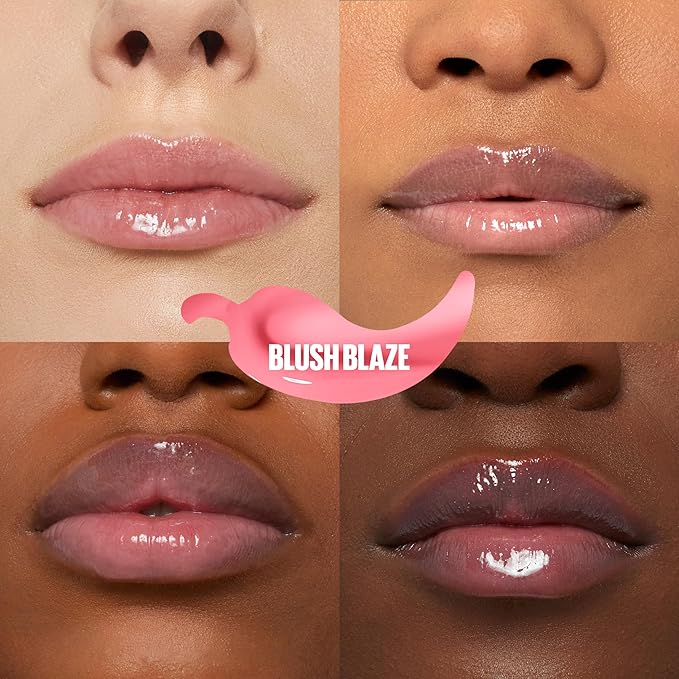 MAYBELLINE Lifter Gloss Lifter Plump, Plumping Lip Gloss with Chili Pepper and 5% Maxi-Lip, Blush Blaze, Sheer Pale Pink, 1 Count