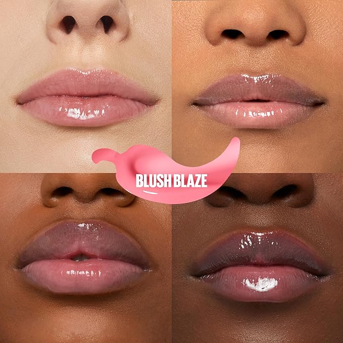 MAYBELLINE Lifter Gloss Lifter Plump, Plumping Lip Gloss with Chili Pepper and 5% Maxi-Lip, Blush Blaze, Sheer Pale Pink, 1 Count