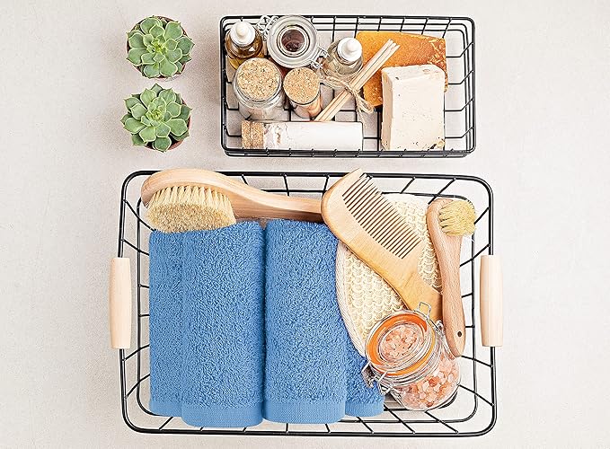 Utopia Towels 12 Pack Cotton Washcloths Set - 100% Ring Spun Cotton, Premium Quality Flannel Face Cloths, Highly Absorbent and Soft Feel Fingertip Towels (Electric Blue)