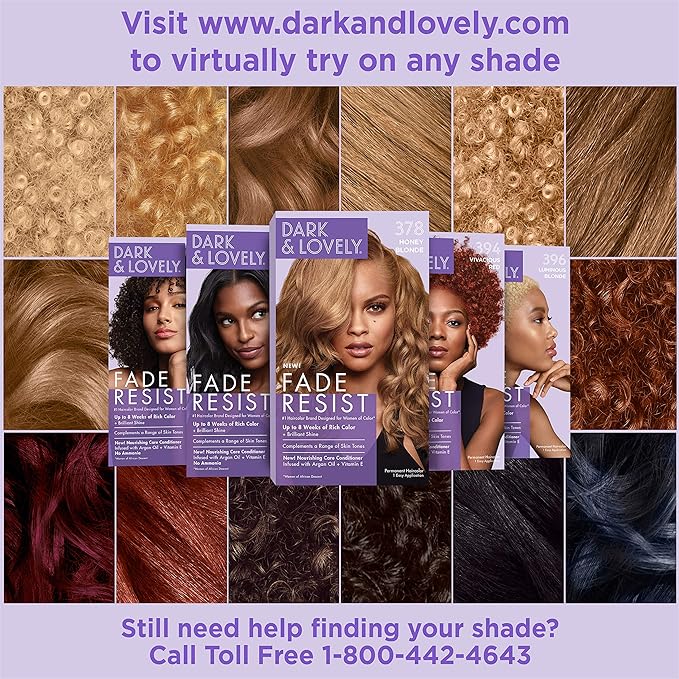 SoftSheen-Carson Dark and Lovely Fade Resist Rich Conditioning Hair Color, Permanent Hair Color, Up To 100 percent Gray Coverage, Brilliant Shine with Argan Oil and Vitamin E, Light Golden Blonde