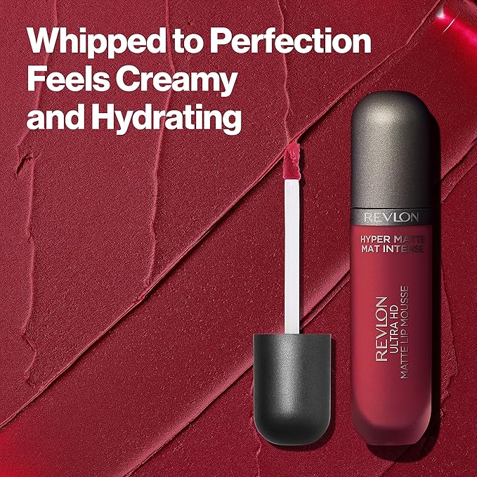 Revlon Ultra HD Lip Mousse Hyper Matte, Longwearing Creamy Liquid Lipstick in Pink, Dusty Rose (800), 0.2 oz