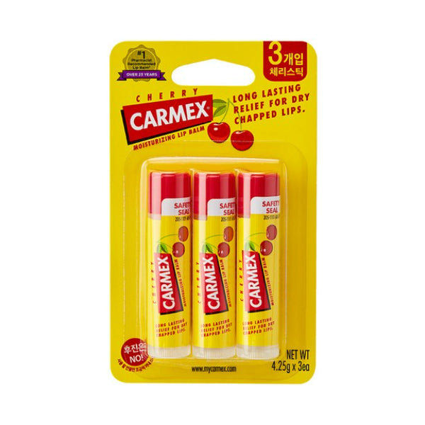 Carmex Moisturizing Cherry Stick Lip Balm 3pcs