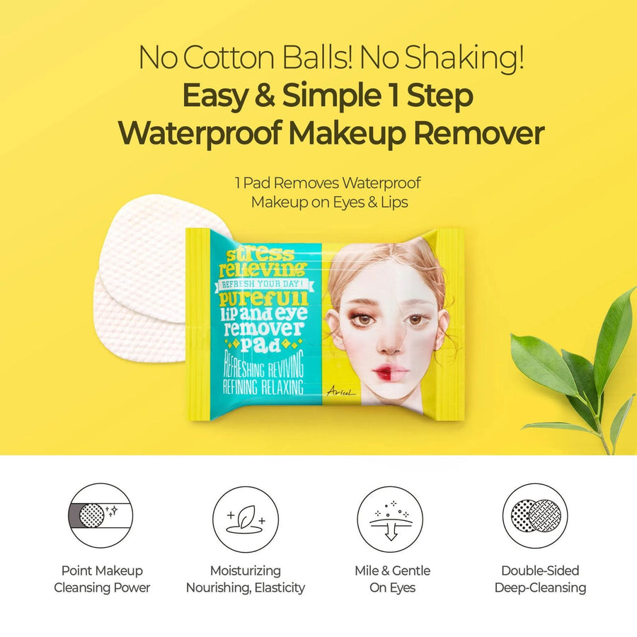 Ariul Stress Relieving Purefull Lip & Eye Remover Pads 90 sheets (30 sheets x 3un)